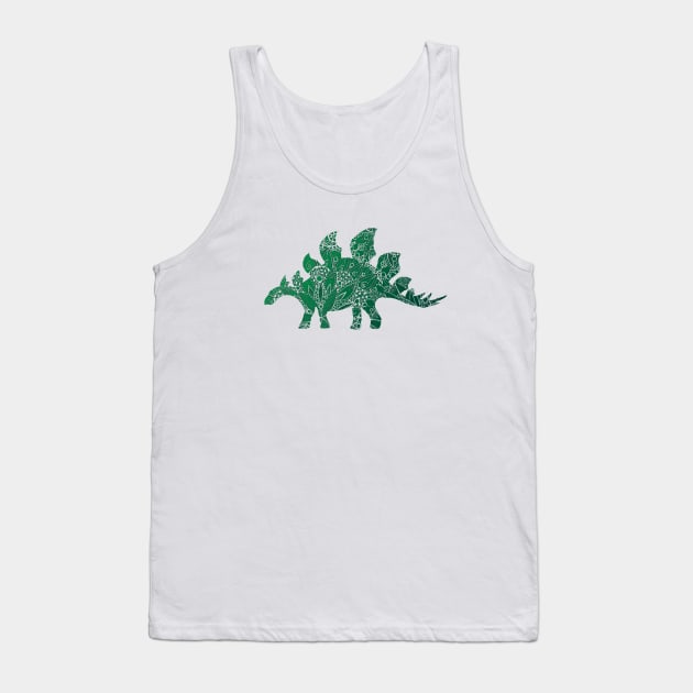Green Mandala Pattern Stegosaurus Tank Top by ZeichenbloQ